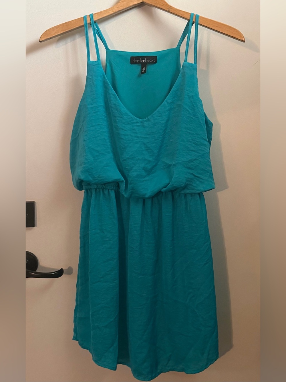Derek Heart Teal Strapless-Look Maxi Dress with Double Spaghetti Straps